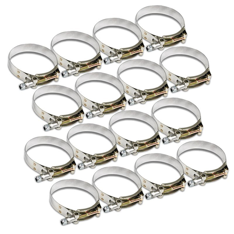 16X Stainless Steel T-Bolt Clamps Fit Turbo Intake Pipe Hose ID 3.25&quot; (83mm)-Performance-BuildFastCar