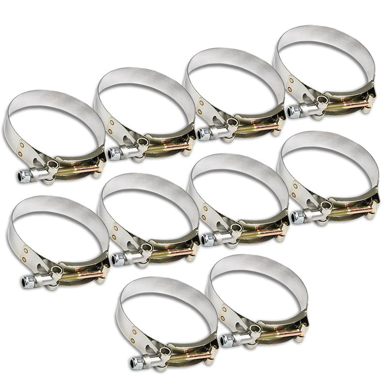 10X Stainless Steel T-Bolt Clamps Fit Turbo Intake Pipe Hose ID 3.50&quot; (89mm)-Performance-BuildFastCar