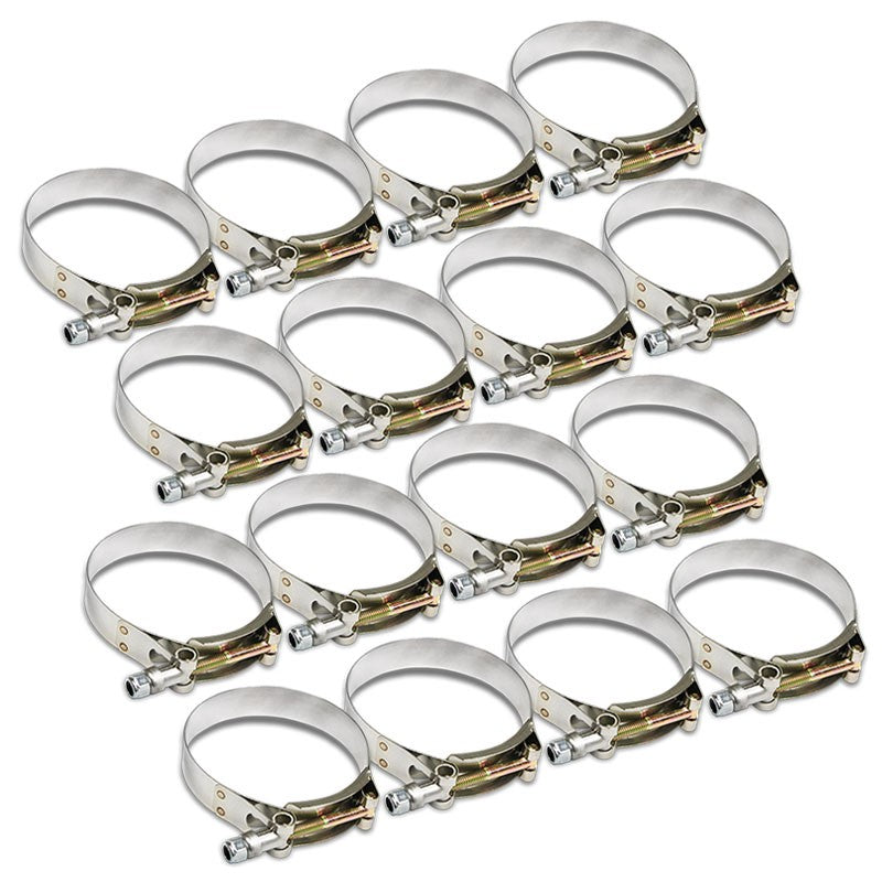 16X Stainless Steel T-Bolt Clamps Fit Turbo Intake Pipe Hose ID 3.50&quot; (89mm)-Performance-BuildFastCar