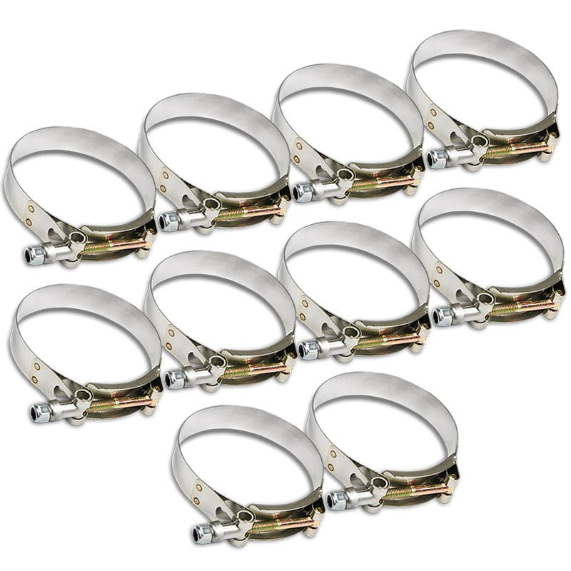 10X Stainless Steel T-Bolt Clamps Fit Turbo Intake Pipe Hose ID 3.75&quot; (95mm)-Performance-BuildFastCar