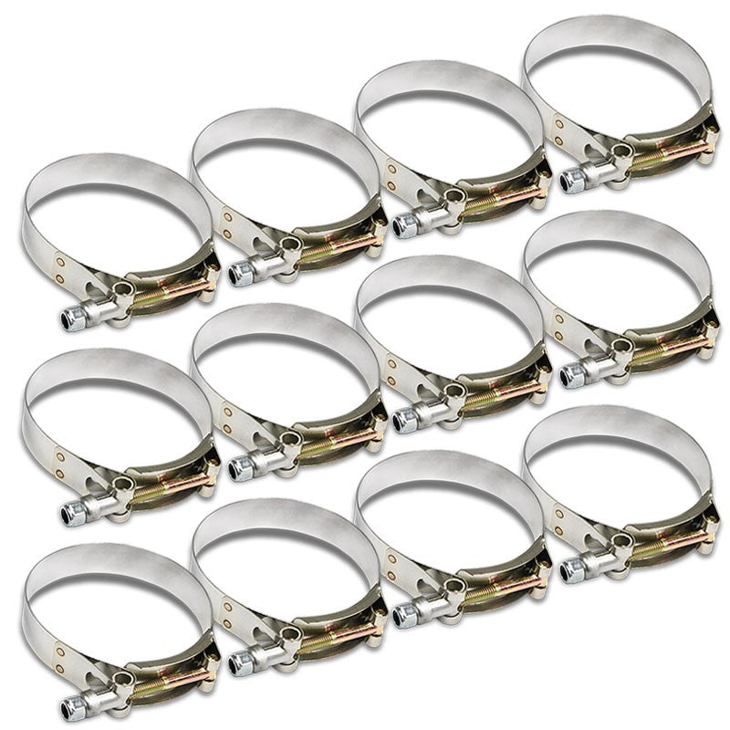 12X Stainless Steel T-Bolt Clamps Fit Turbo Intake Pipe Hose ID 3.75&quot; (95mm)-Performance-BuildFastCar