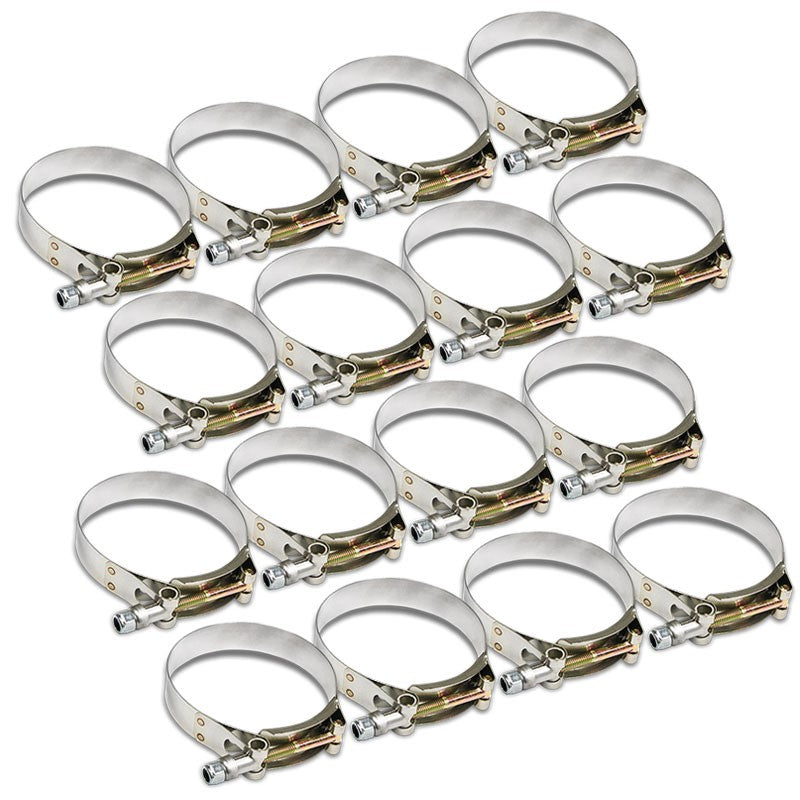 16X Stainless Steel T-Bolt Clamps Fit Turbo Intake Pipe Hose ID 3.75&quot; (95mm)-Performance-BuildFastCar