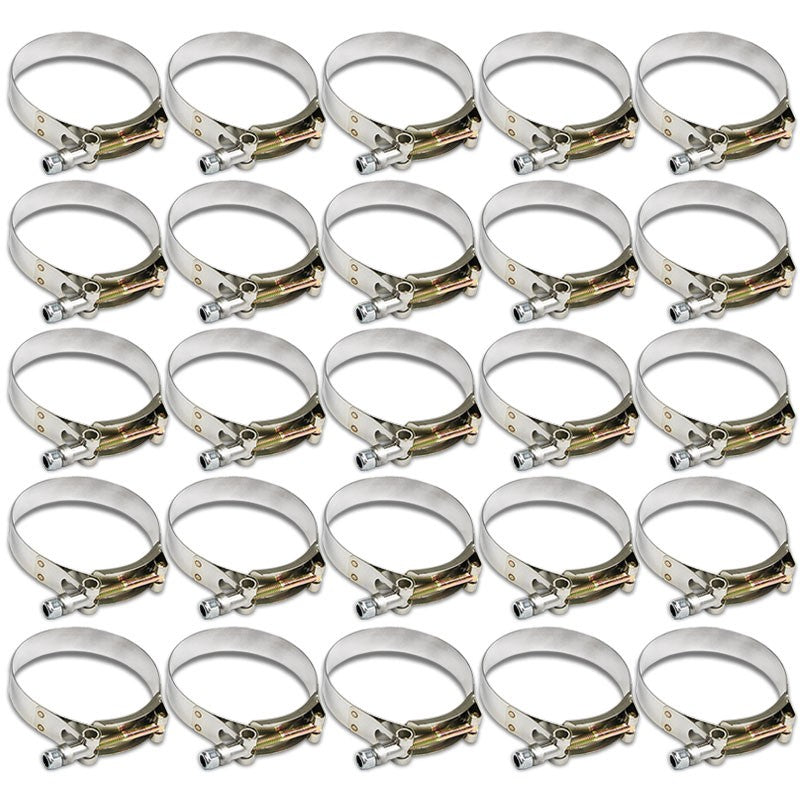 25X Stainless Steel T-Bolt Clamps Fit Turbo Intake Pipe Hose ID 3.75&quot; (95mm)-Performance-BuildFastCar