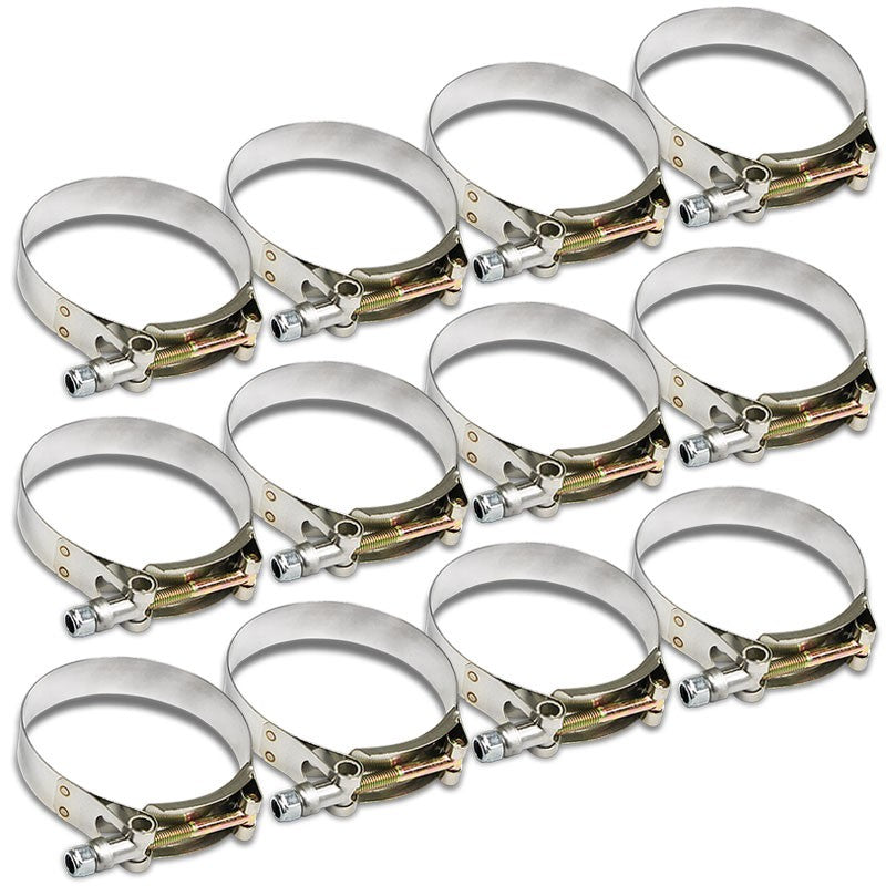 12X Stainless Steel T-Bolt Clamp Fit CAI SR Intake Pipe Hose ID 4.00&quot; (102mm)-Performance-BuildFastCar