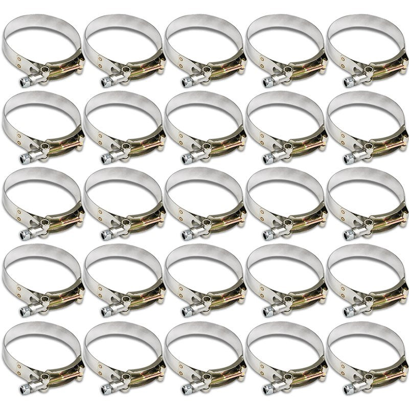 25X Stainless Steel T-Bolt Clamp Fit CAI SR Intake Pipe Hose ID 4.00&quot; (102mm)-Performance-BuildFastCar