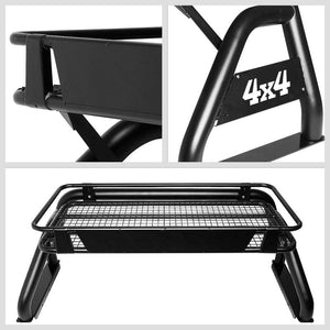 Coated Black Roll Bar+Roof Basket Cargo Carrier+4x4 Logo For 09-16 Ford F-150-Exterior-BuildFastCar