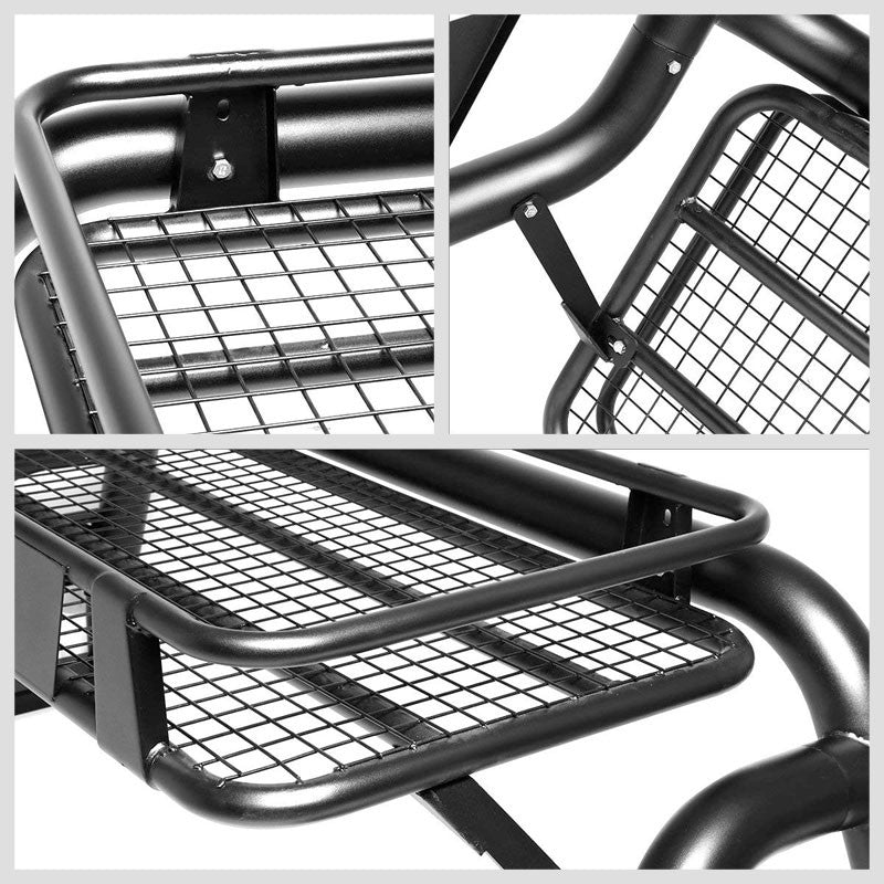 Coated Black Roll Bar+Roof Basket Cargo Carrier+4x4 Logo For 09-16 Ford F-150-Exterior-BuildFastCar