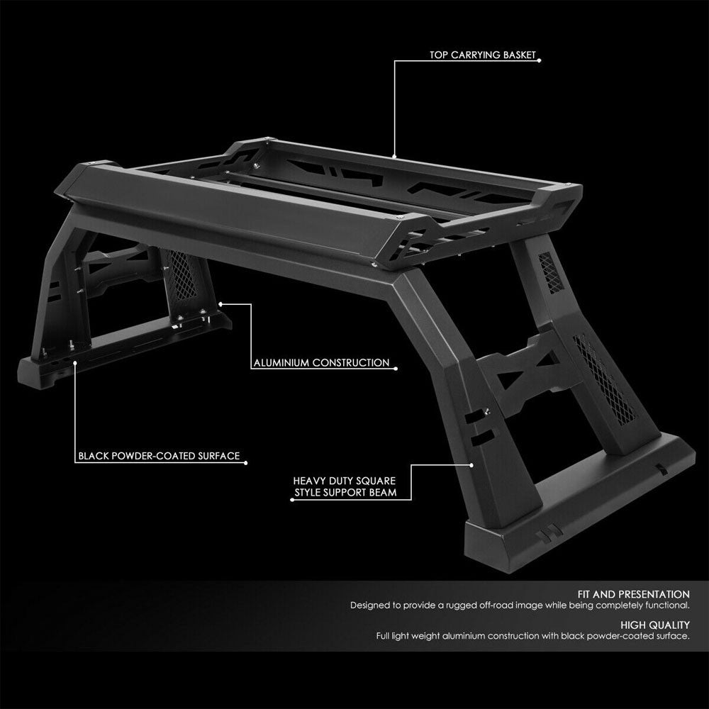 Black Rear Truck Bed Roll Bar Cargo Rack For 04-20 Colorado Canyon/05-20 Tacoma