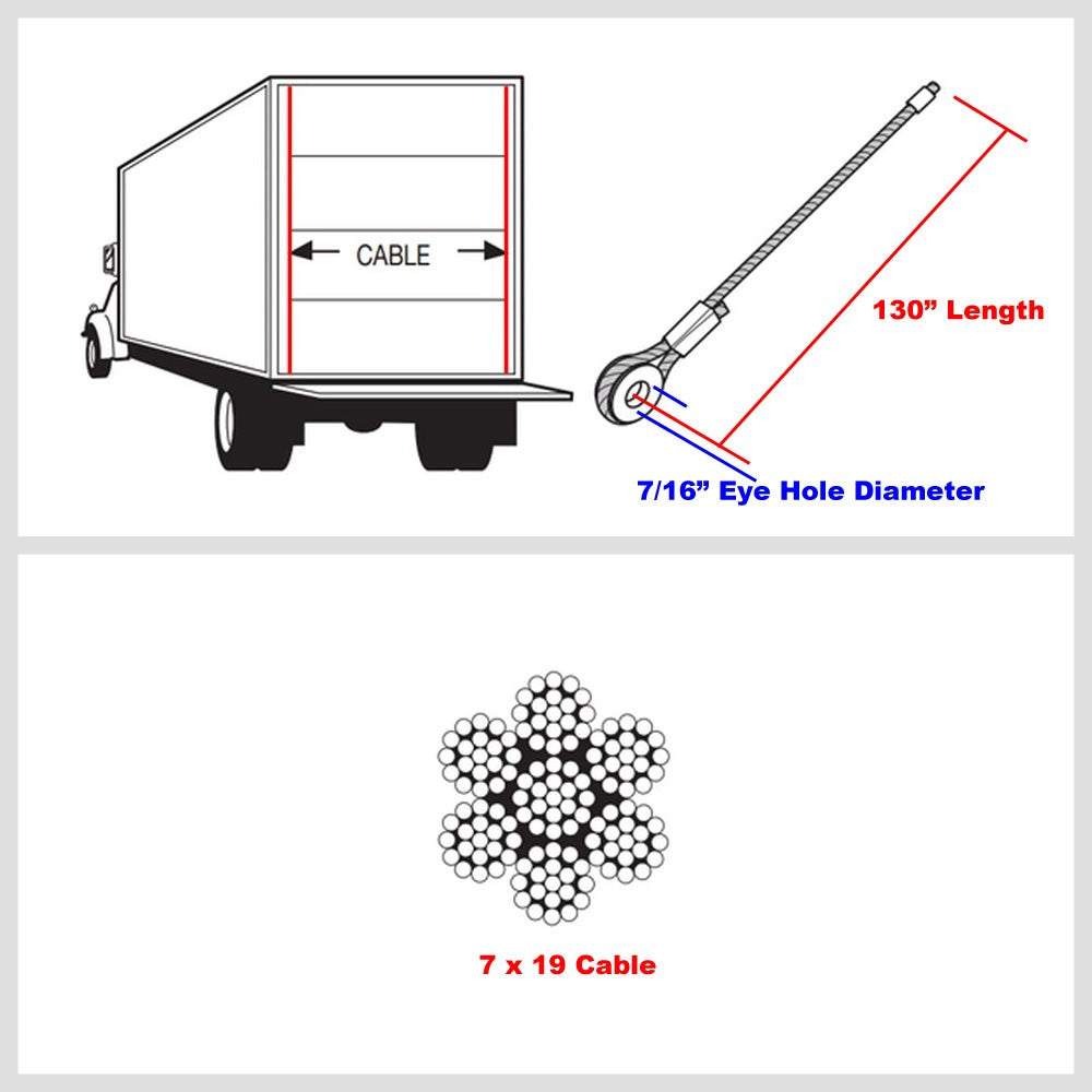Transglobal TG-913026 130" 7/16" Metal Eyelet Ramp Door Lift Cable BFC-DCABLE-TG913026