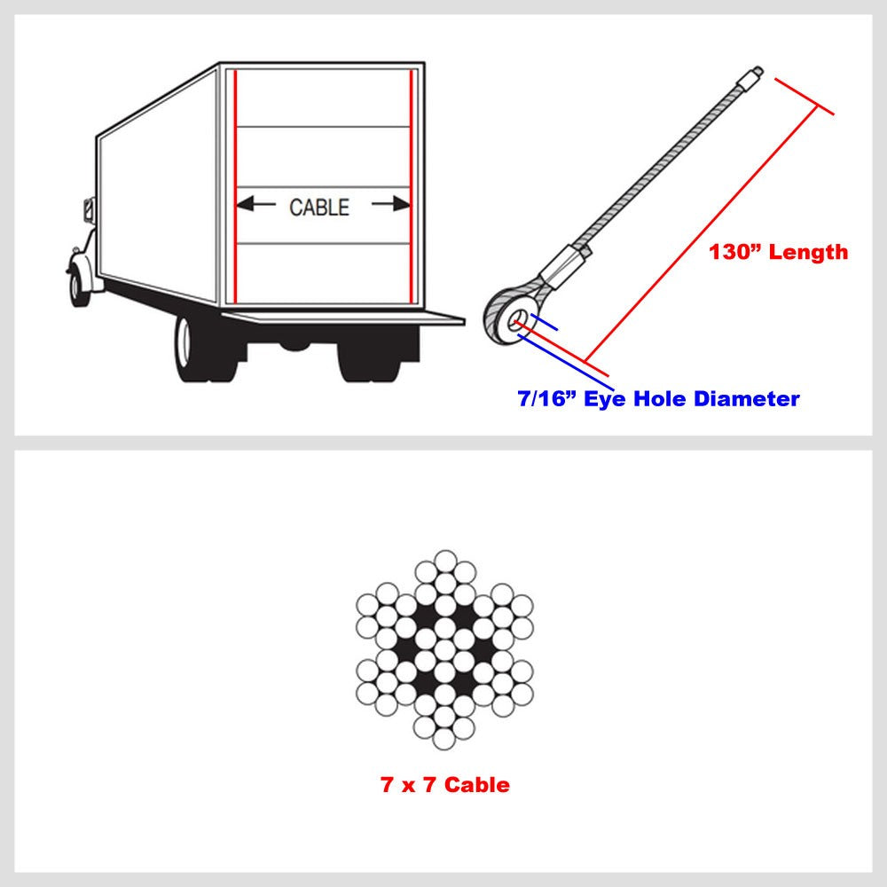 Transglobal TG-913033 130" 7/16" Metal Eyelet Ramp Door Lift Cable BFC-DCABLE-TG913033