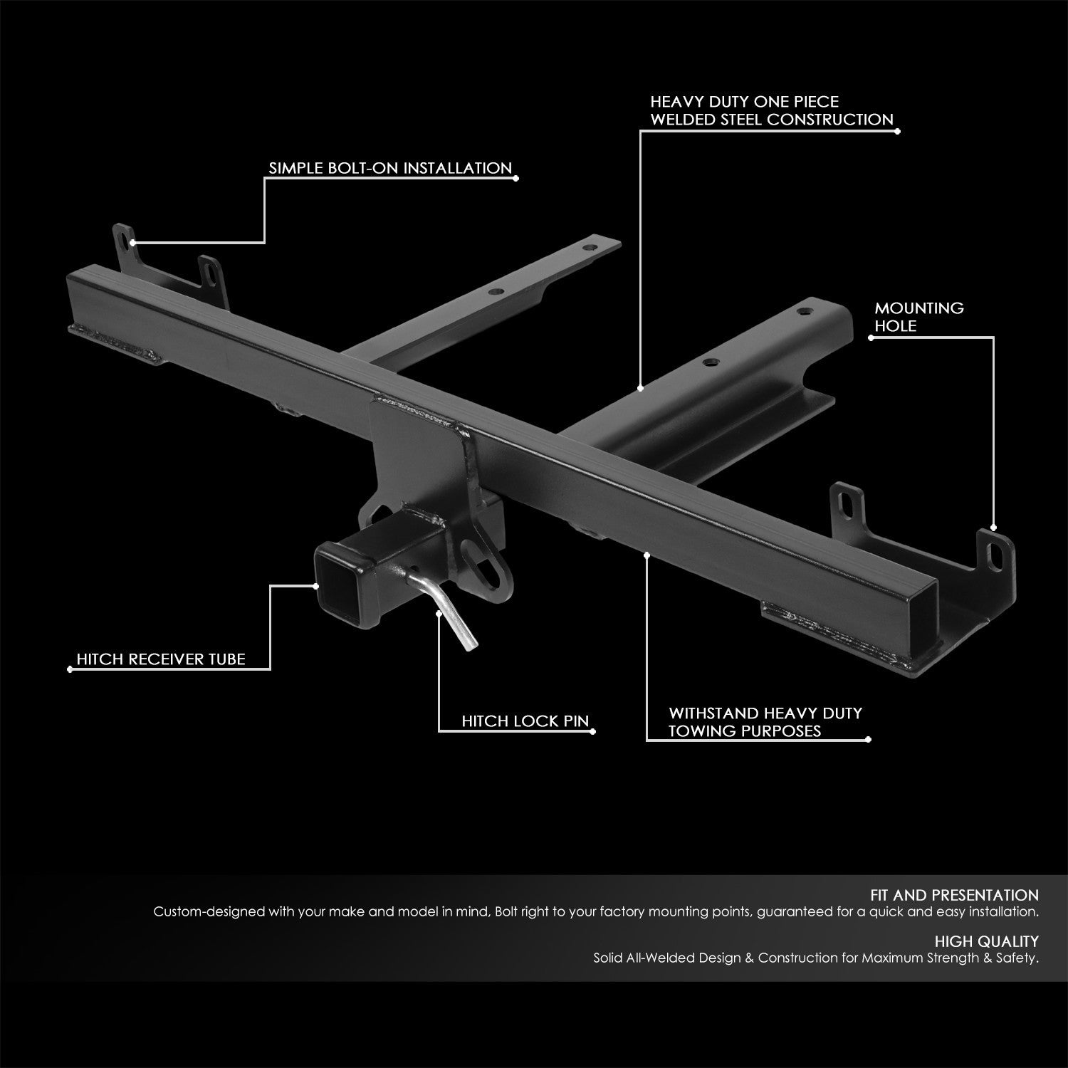 2" Square Class-3 Trailer Tow Hitch Receiver 06-11 Benz ML-Class W164 BFC-HTRS-N0001