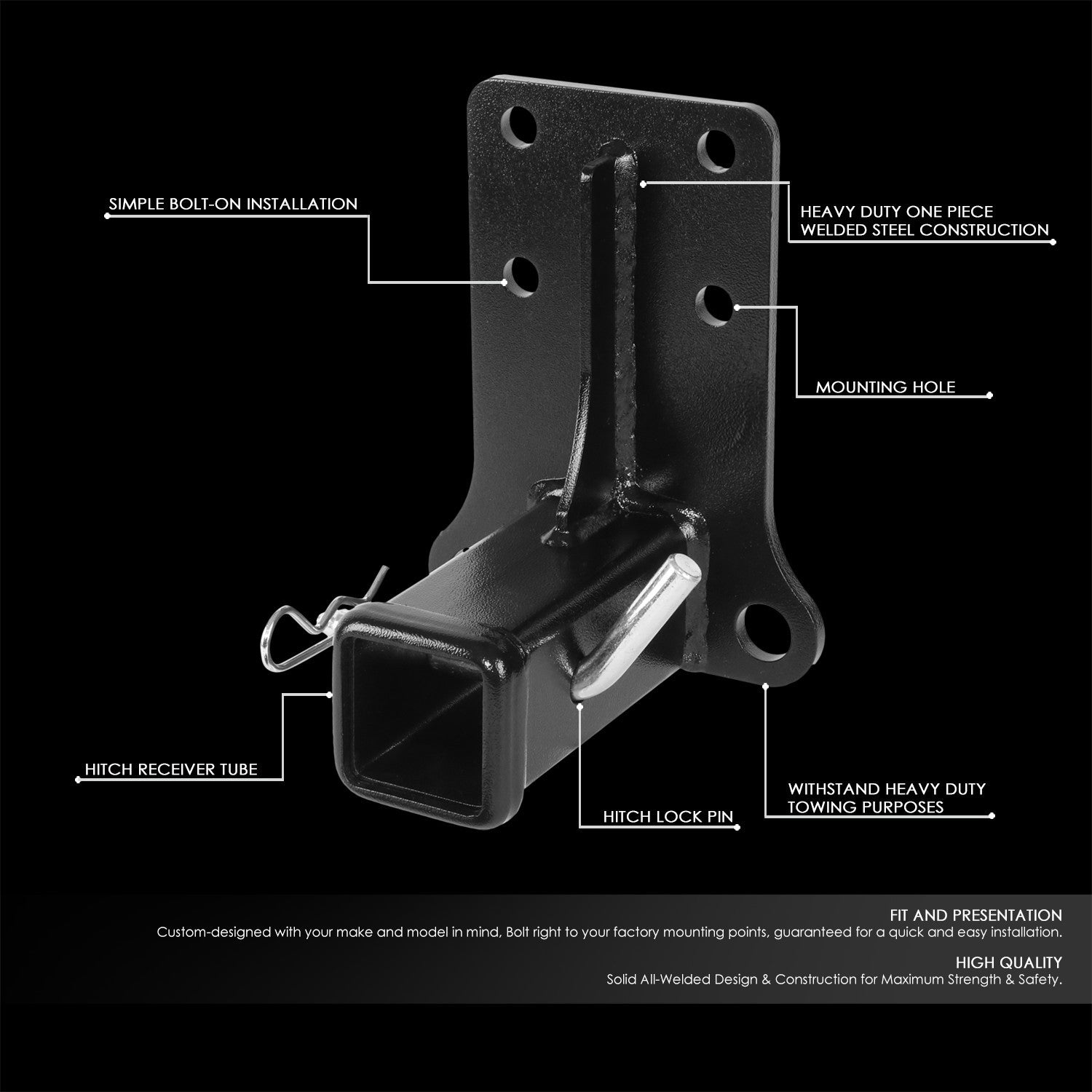 2" Square Class-3 Trailer Tow Hitch Receiver 98-05 Benz ML-Class W163 BFC-HTRS-N0002