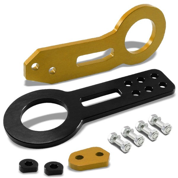 2.45" Front/Rear Black/Gold Billet Aluminum Racing Tow Hook For USDM/JDM Model-Exterior-BuildFastCar
