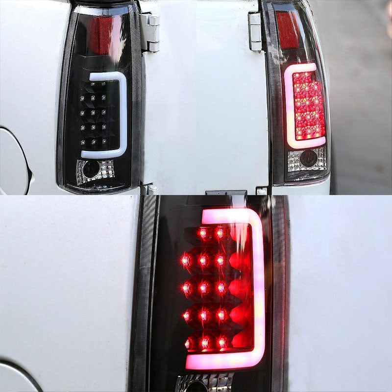 Black/Clear Lens White 3D LED C Bar Tail Lights For Chevy/GMC 89-01 C/K Series-Exterior-BuildFastCar