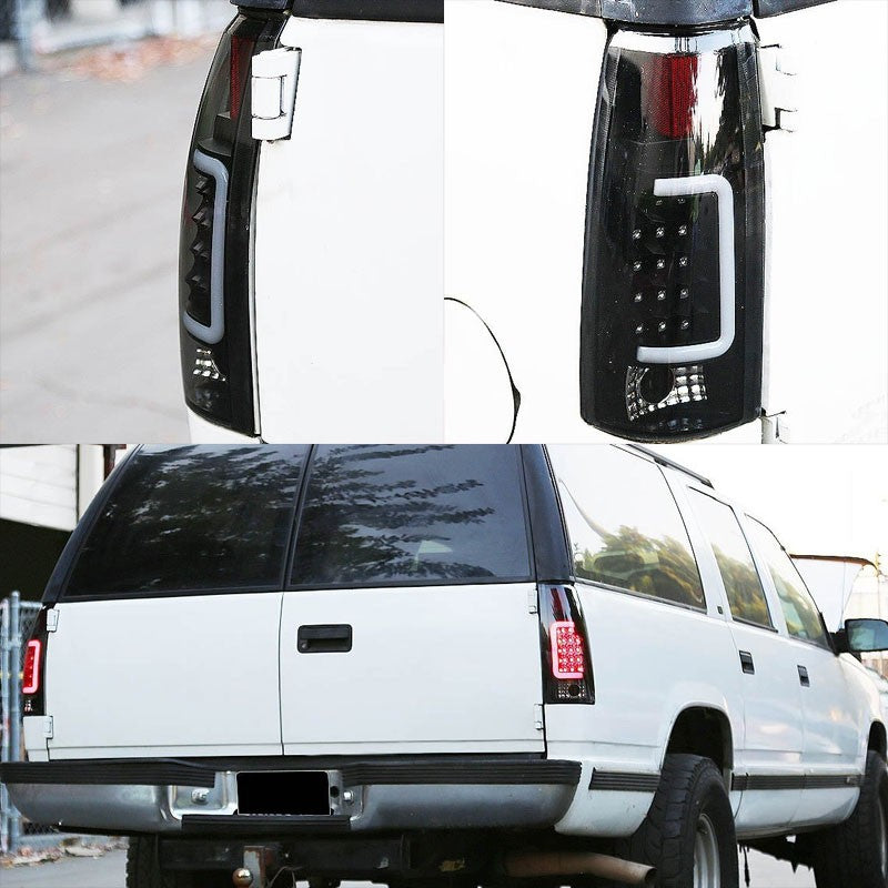 Black/Smoke Lens White 3D LED C Bar Tail Lights For Chevy/GMC 89-01 C/K Series-Exterior-BuildFastCar