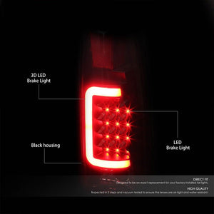 Black/Smoke Lens White 3D LED C Bar Tail Lights For Chevy/GMC 89-01 C/K Series-Exterior-BuildFastCar