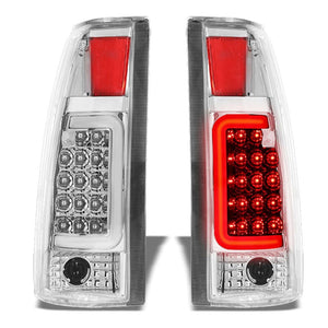 Chrome/Clear Lens White 3D LED C Bar Tail Lights For Chevy/GMC 89-01 C/K Series-Exterior-BuildFastCar