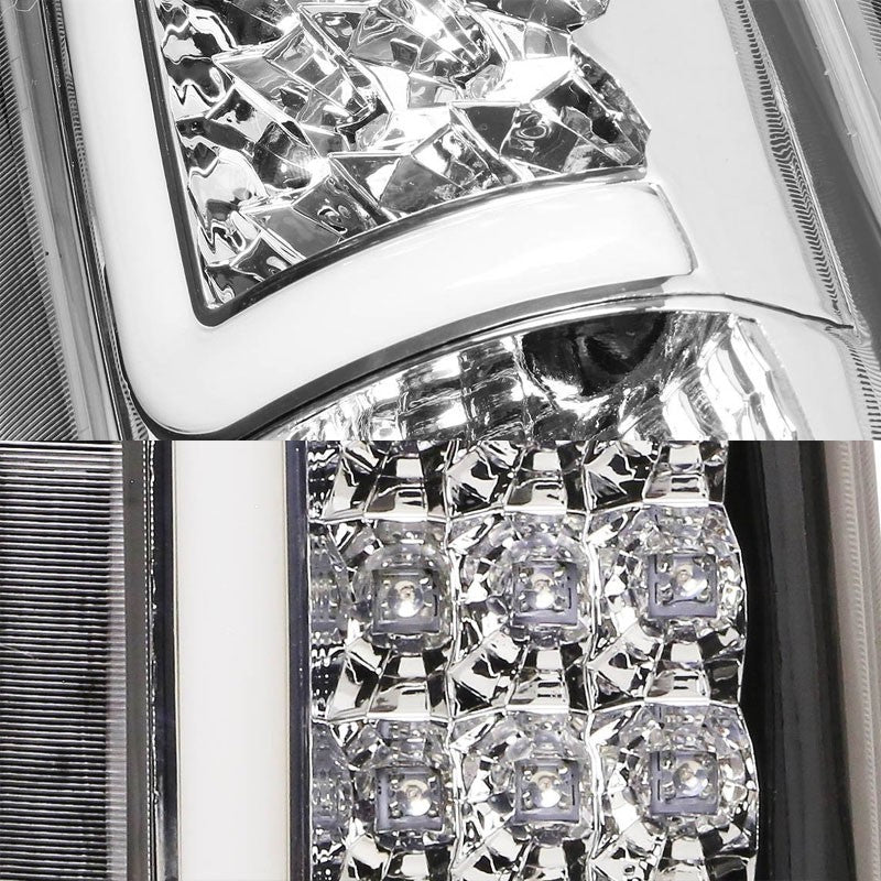 Chrome/Clear Lens White 3D LED C Bar Tail Lights For Chevy/GMC 89-01 C/K Series-Exterior-BuildFastCar