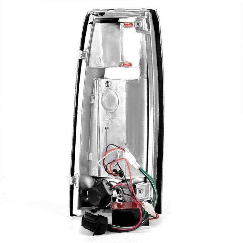 Chrome/Clear Lens White 3D LED C Bar Tail Lights For Chevy/GMC 89-01 C/K Series-Exterior-BuildFastCar