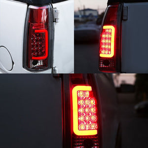 Chrome/Red Lens White 3D LED C Bar Tail Lights For Chevy/GMC 89-01 C/K Series-Exterior-BuildFastCar