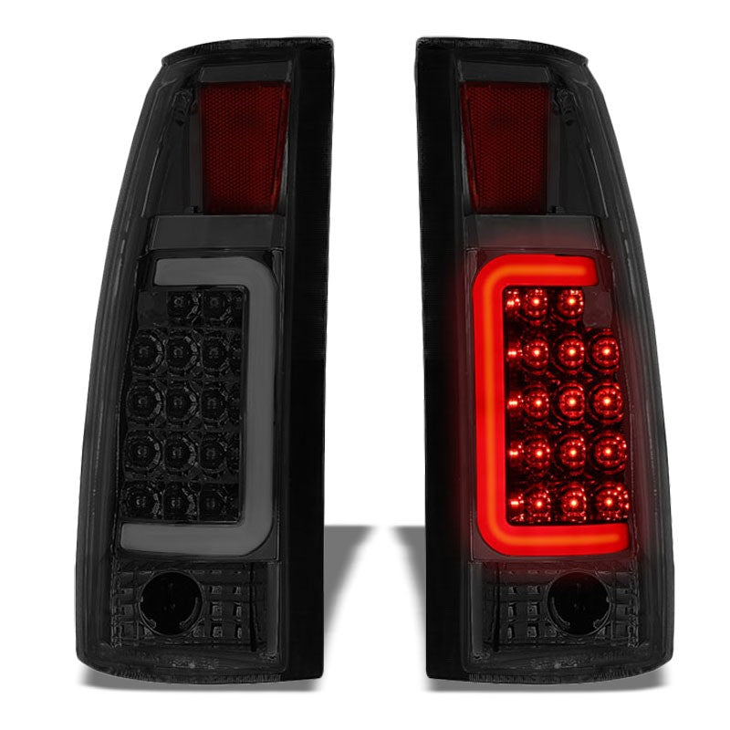 Chrome/Smoke Lens White 3D LED C Bar Tail Lights For Chevy/GMC 89-01 C/K Series-Exterior-BuildFastCar