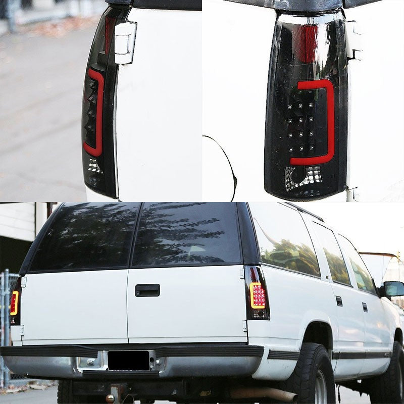 Chrome/Smoke Lens White 3D LED C Bar Tail Lights For Chevy/GMC 89-01 C/K Series-Exterior-BuildFastCar