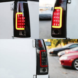 Chrome/Smoke Lens White 3D LED C Bar Tail Lights For Chevy/GMC 89-01 C/K Series-Exterior-BuildFastCar