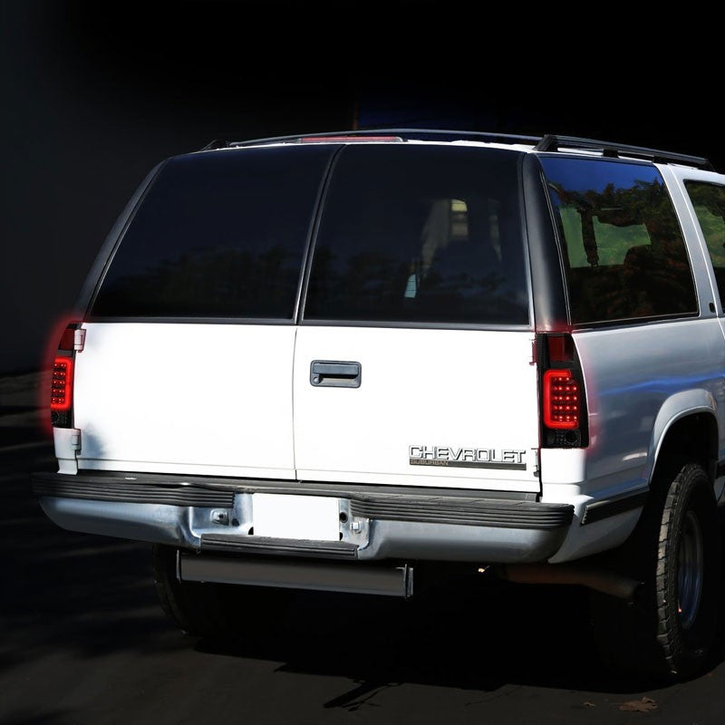 Chrome/Smoke Lens White 3D LED C Bar Tail Lights For Chevy/GMC 89-01 C/K Series-Exterior-BuildFastCar