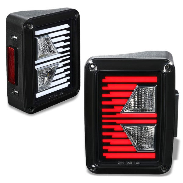 Clear Lens Chrome Housing Red/White 3D LED Tail Lights For 07-18 Jeep Wrangler-Lighting-BuildFastCar
