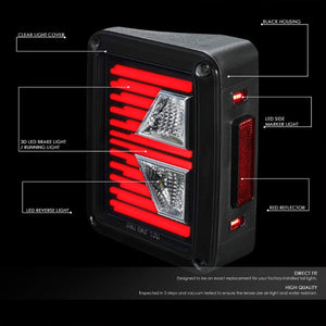 Clear Lens Chrome Housing Red/White 3D LED Tail Lights For 07-18 Jeep Wrangler-Lighting-BuildFastCar