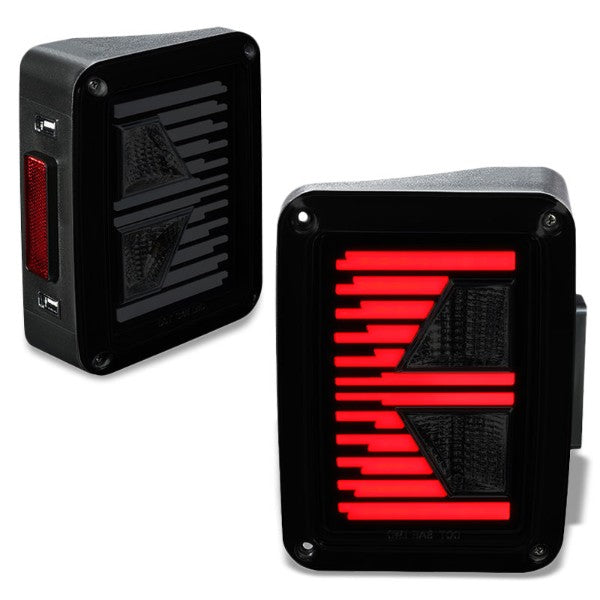Smoke Lens Chrome Housing Red/White 3D LED Tail Lights For 07-18 Jeep Wrangler-Lighting-BuildFastCar