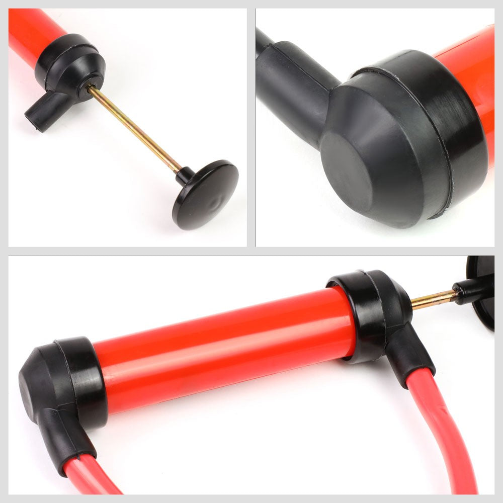 Red Multi-Use Liquid/Gas Siphon Transfer Pump w/50" Hose/Chuck/Inflation Nozzle