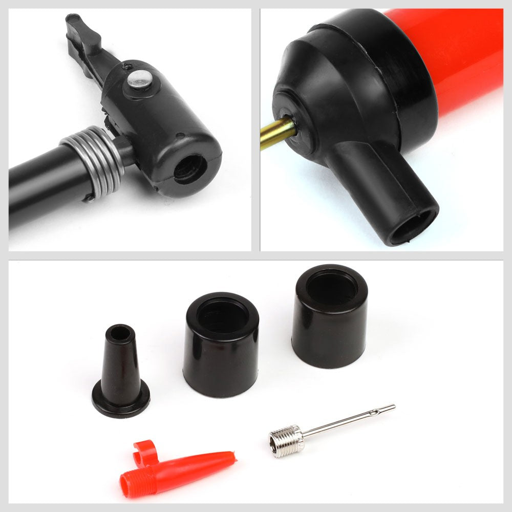 Red Multi-Use Liquid/Gas Siphon Transfer Pump w/50" Hose/Chuck/Inflation Nozzle
