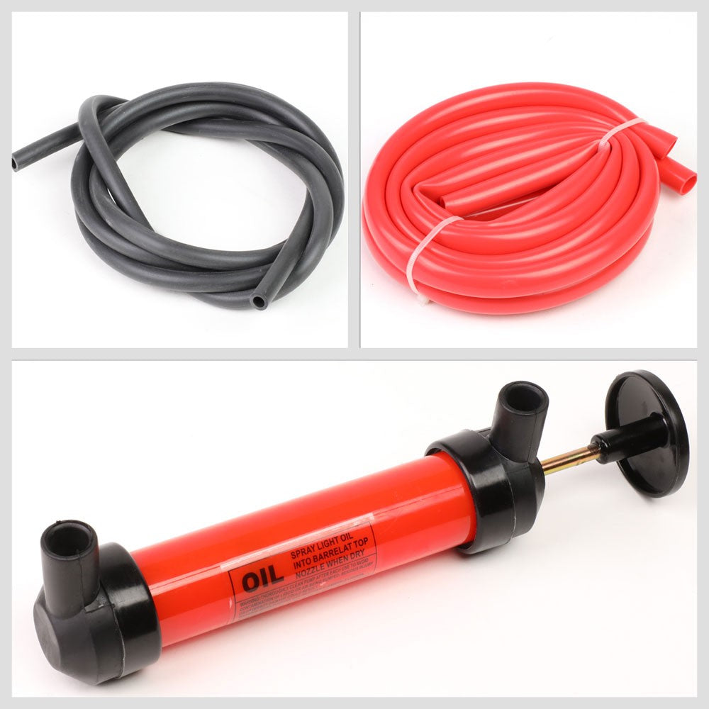 Red Multi-Use Liquid/Gas Siphon Transfer Pump w/50" Hose/Chuck/Inflation Nozzle