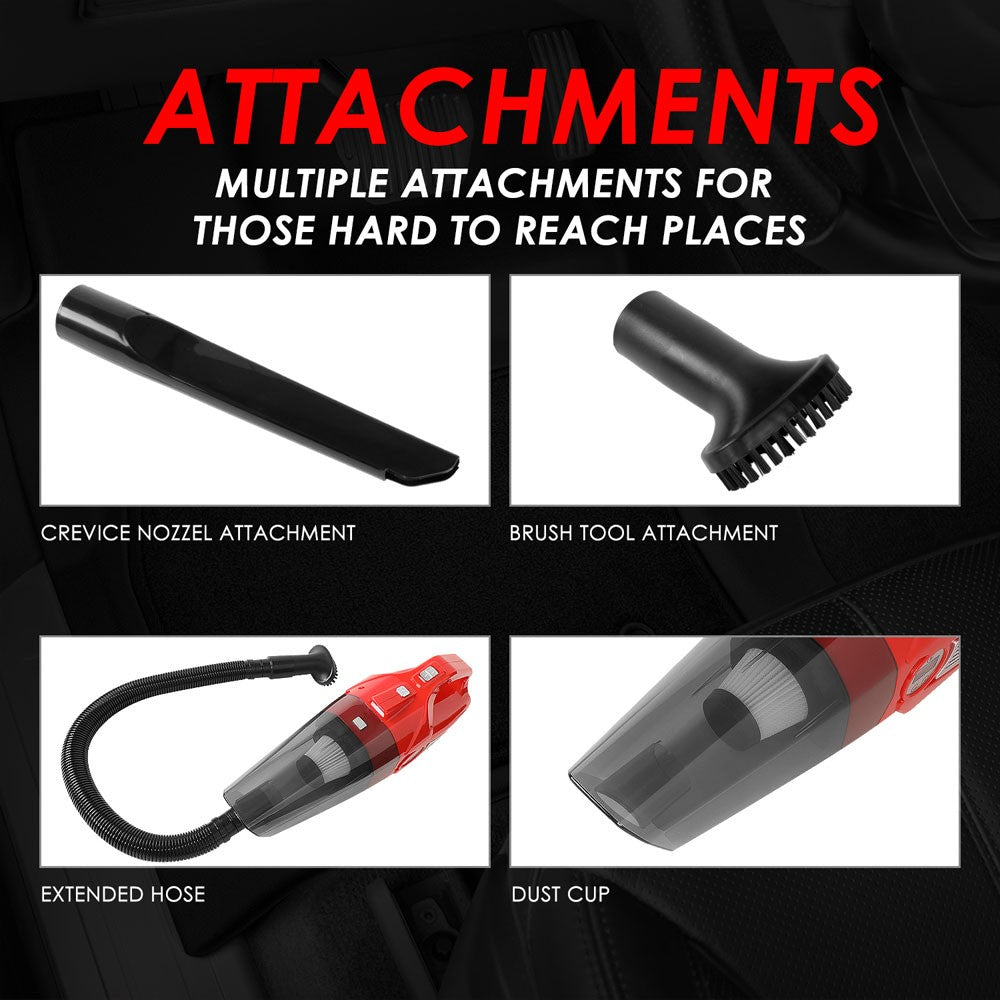 Red 2In1 Corded Handheld Mini Vacuum Cleaner w/LED Light & Air Compressor Pump