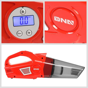 Red 2In1 Corded Handheld Mini Vacuum Cleaner w/LED Light & Air Compressor Pump