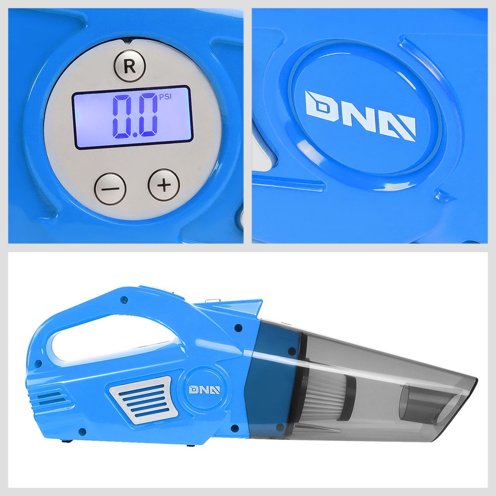 Blue 2In1 Corded Portable Mini Vacuum Cleaner w/LED Light & Air Compressor Pump