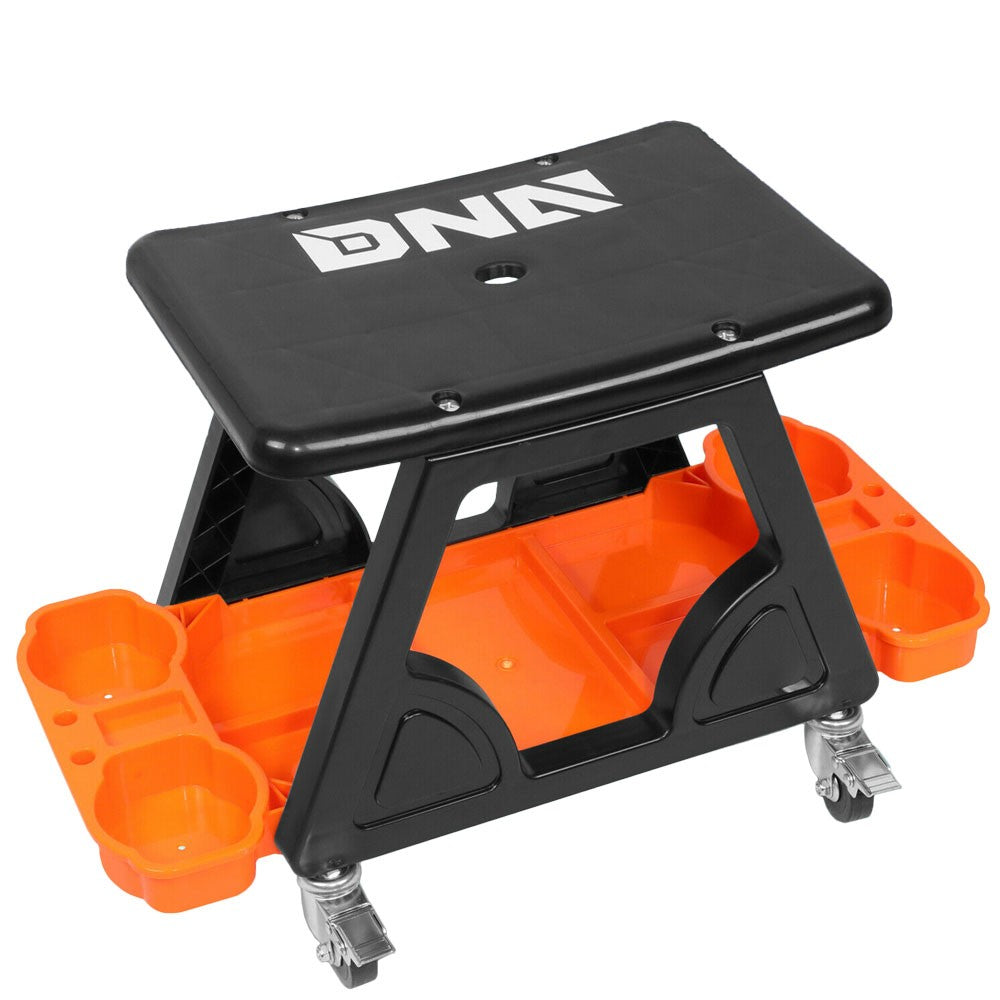 DNA Motoring Pneumatic Mechanic Creeper Garage/Rolling Stool, Heavy Duty  Roller Seat with Storage Tool Tray
