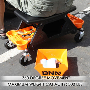 DNA Orange 25.5" X 13" X 12" 17" Seat Rolling Stool Chair w/Tool Tray