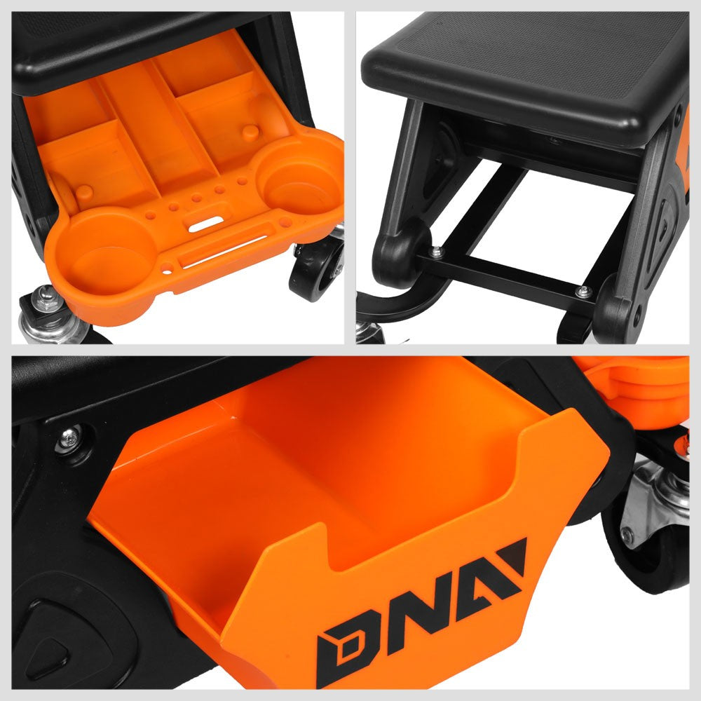 DNA Orange 25.5" X 13" X 12" 17" Seat Rolling Stool Chair w/Tool Tray