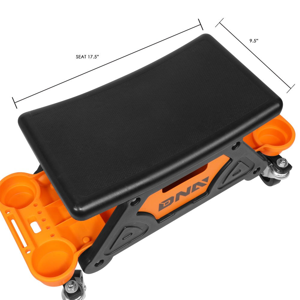 DNA Orange 25.5" X 13" X 12" 17" Seat Rolling Stool Chair w/Tool Tray