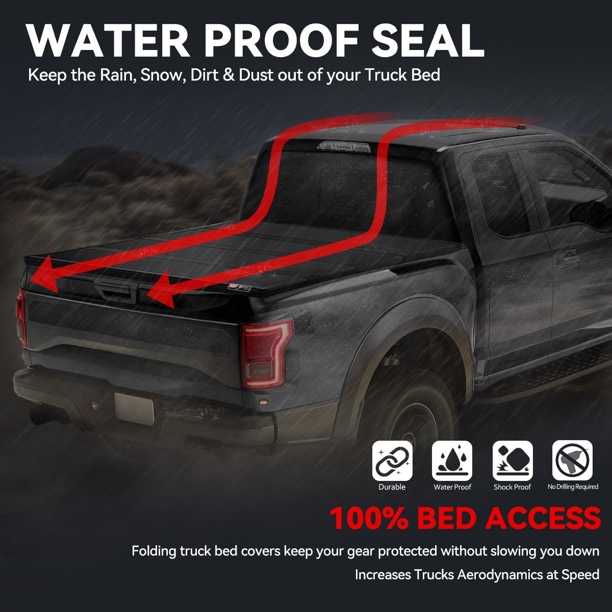 Hard 4-Fold Black Truck Tonneau Cover 88-01 Chevy C/K GMT400 6.5' Bed TTC-4H-012