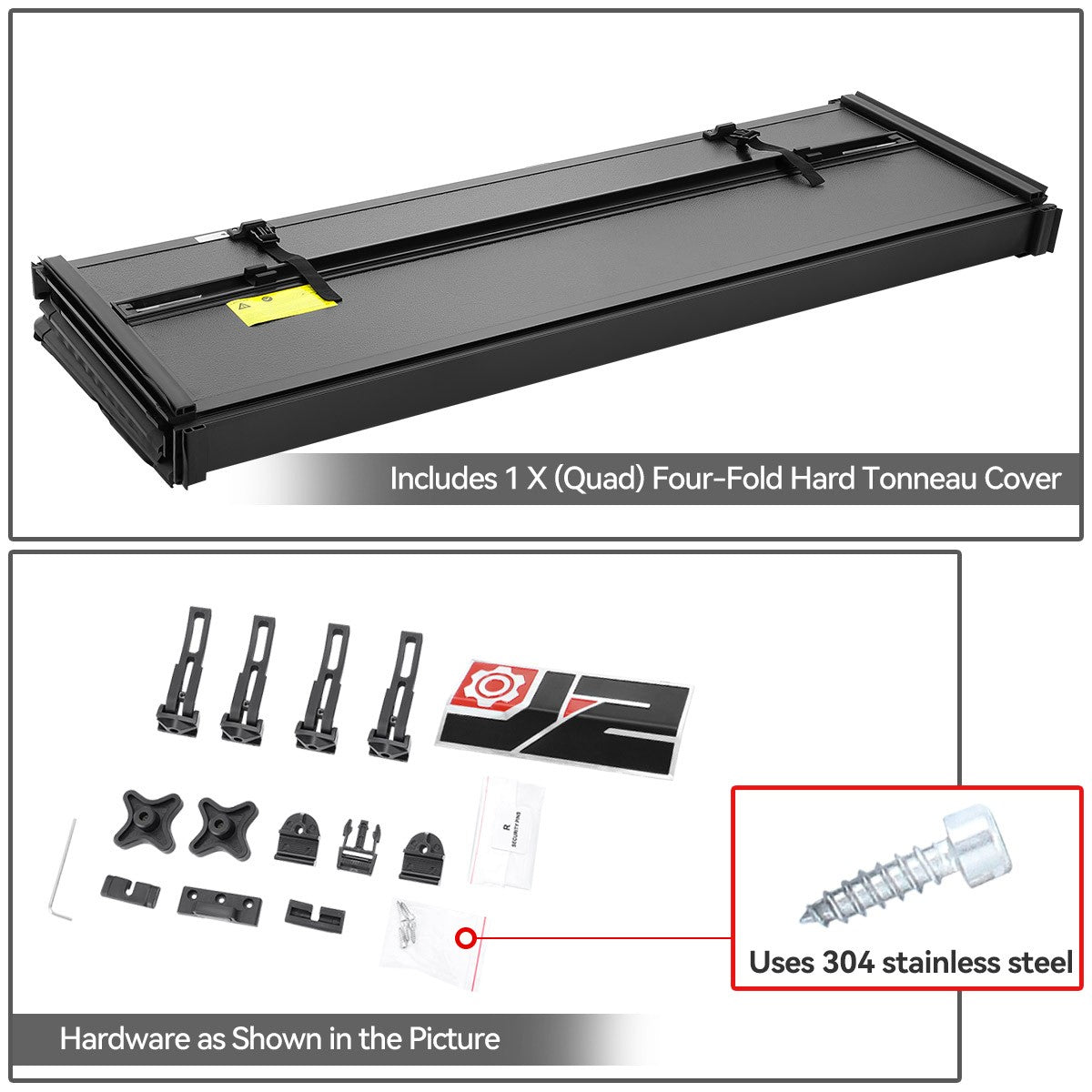 Hard 4-Fold Black Truck Tonneau Cover 88-01 Chevy C/K GMT400 6.5' Bed TTC-4H-012