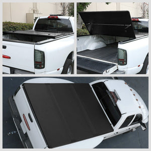 [Hard Tri 3-Fold] Black Pickup Truck Bed Tonneau Cover 15-20 Ford F-150 8' Bed