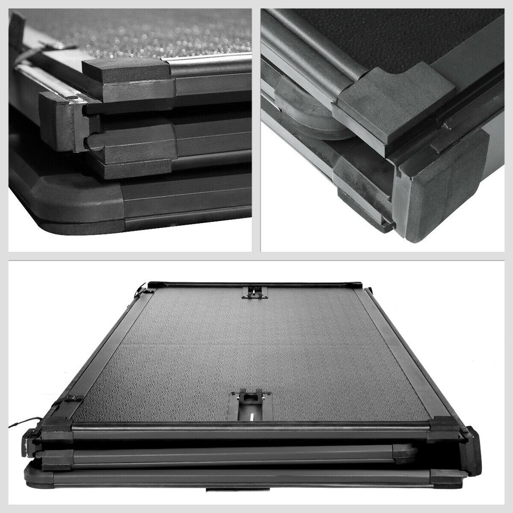 [Hard Tri 3-Fold] Black Pickup Truck Bed Tonneau Cover 04-14 Ford F-150 8' Bed