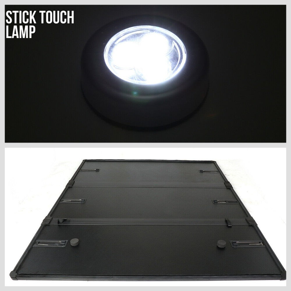 [Hard Tri 3-Fold] Black Pickup Truck Bed Tonneau Cover 15-21 Ford F-150 6.5' Bed