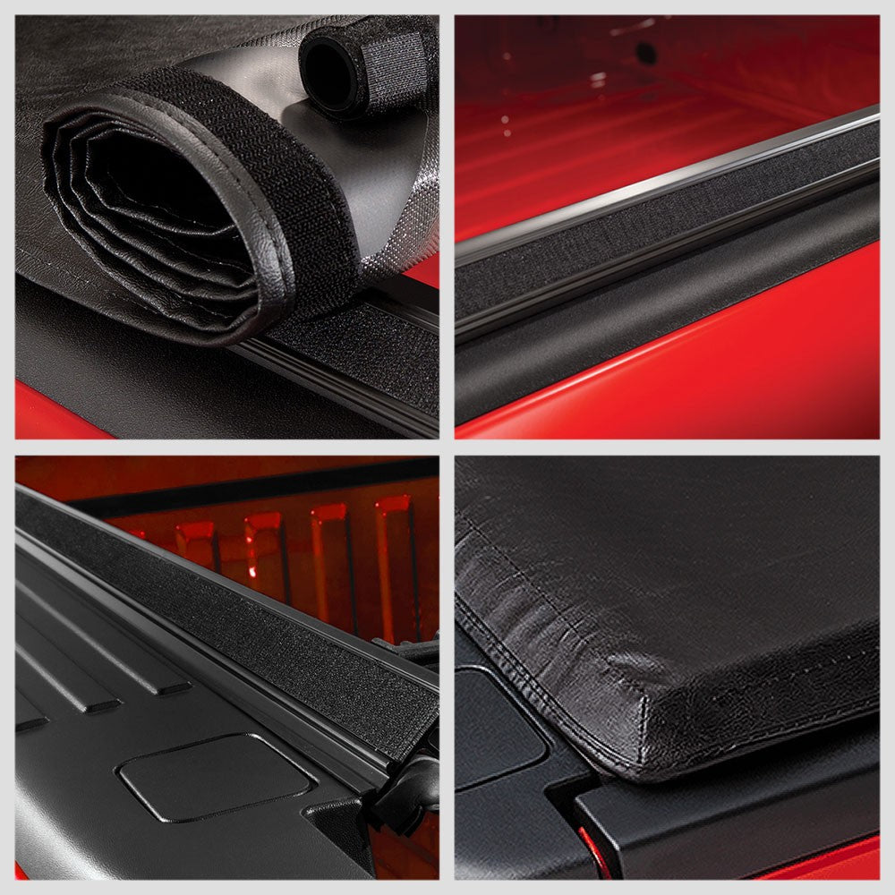 [Soft Roll-Up] Black Pickup Truck Bed Tonneau Cover 04-15 Nissan Titan 6'7" Bed