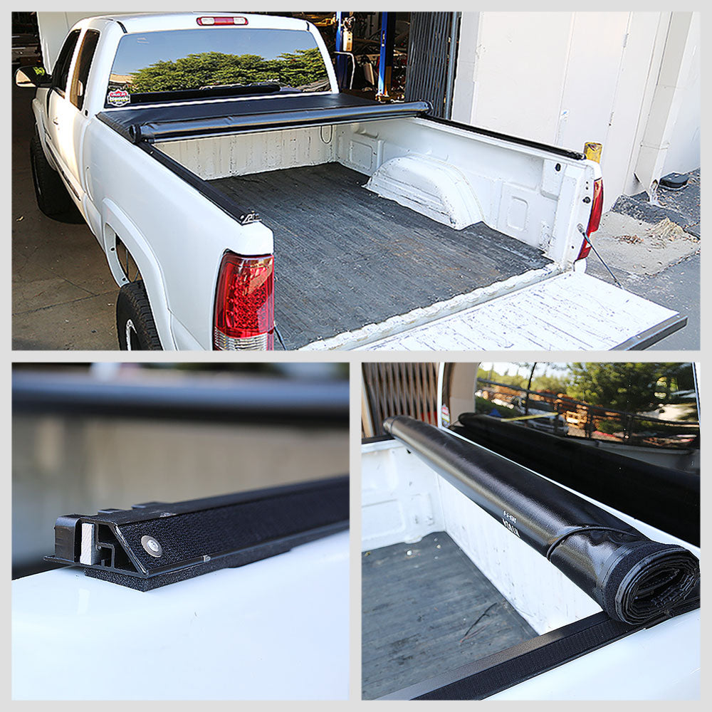 [Soft Roll-Up] Black Pickup Truck Bed Tonneau Cover 04-15 Titan 5'.7" Bed