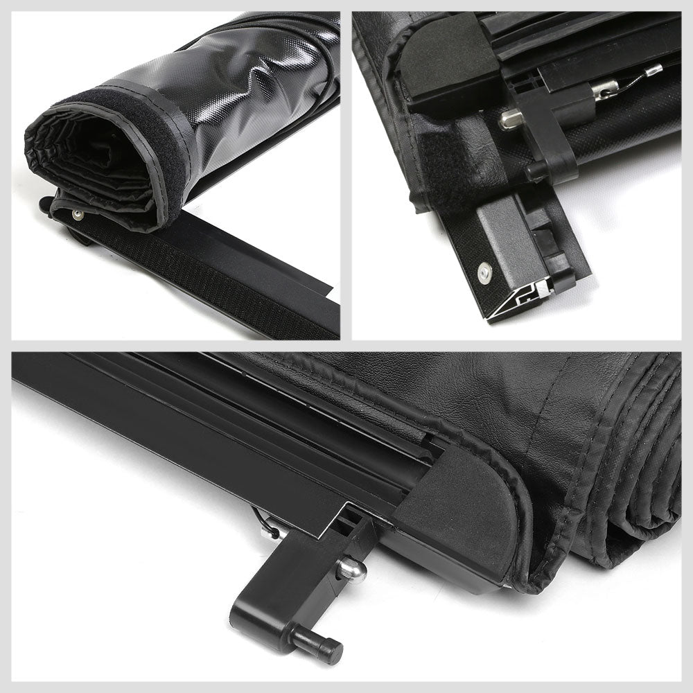 [Soft Roll-Up] Black Pickup Truck Bed Tonneau Cover 04-15 Titan 5'.7" Bed