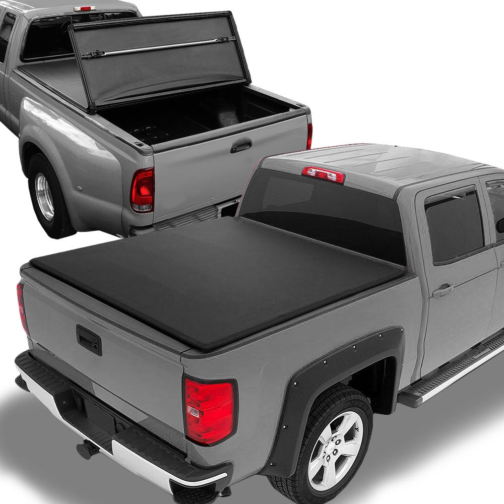 Black Soft Tri-Fold Tonneau Bed Cover 15-20 Ford F150 P552 5.5&#39; BFC-COVC-SF3FOLD-015